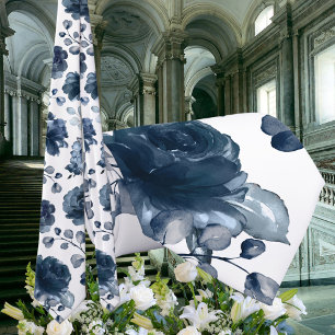 Cravate Marine Peonies Dusty Blue Greenery Mariage