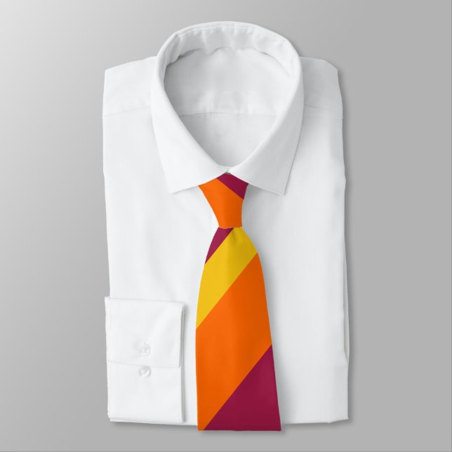 Cravate Maroon Gold et Orange large bande régimentaire (Attaché)