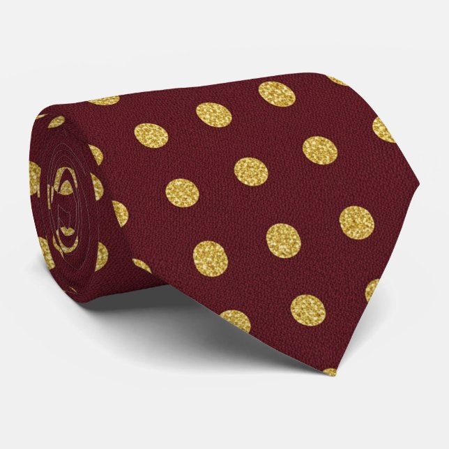 Cravate Maroon & Gold Polka Dot (Roulé)