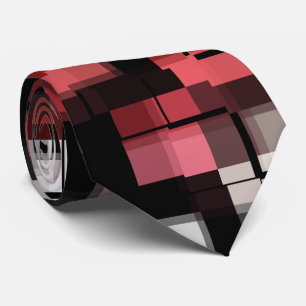 Cravate Maroon noir blanc Abstrait Plaid