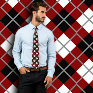 Cravate Maroon, noir, blanc et gris Jacquard Imprimer crav