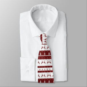 Cravate Maroon Reindeer Stripe Motif de Noël