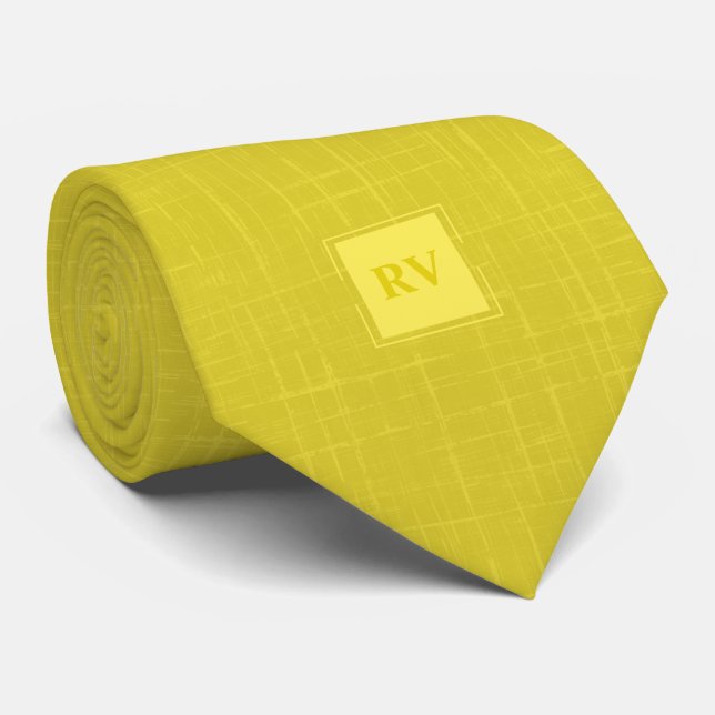 Cravate Marque de hachage de monogramme jaune Citrine clas (Roulé)