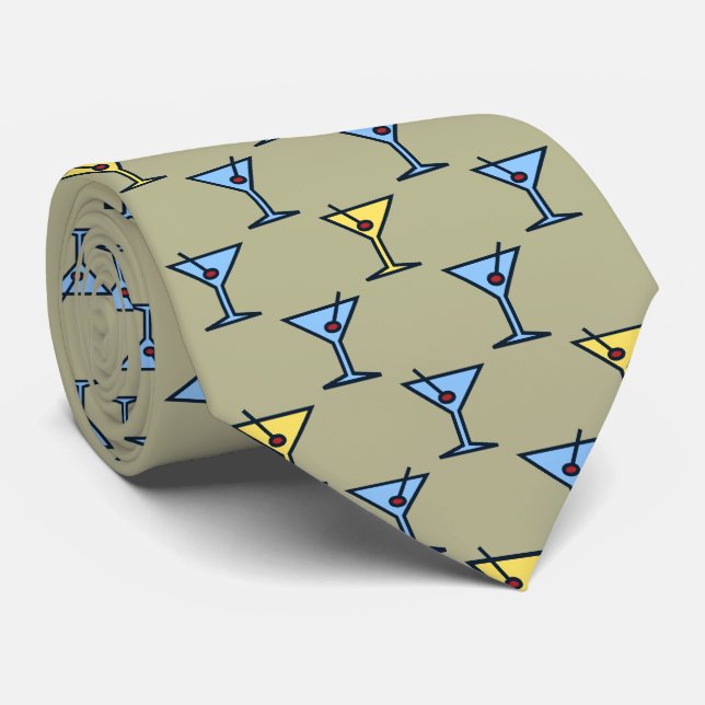 Cravate Martini Cinquante Années Cocktail Khaki bicolore (Roulé)