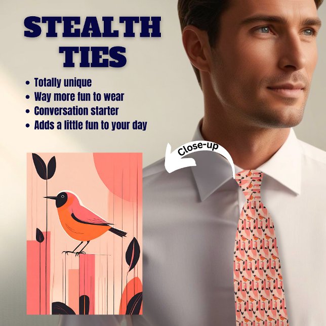 Cravate masculine furtive de l'amoureux des oiseau (Créateur téléchargé)