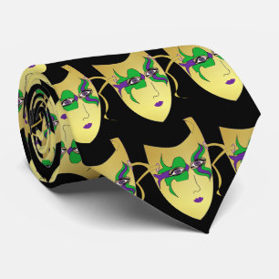 Cravate Masque Mardi Gras Carnaval sur Black NeckTie