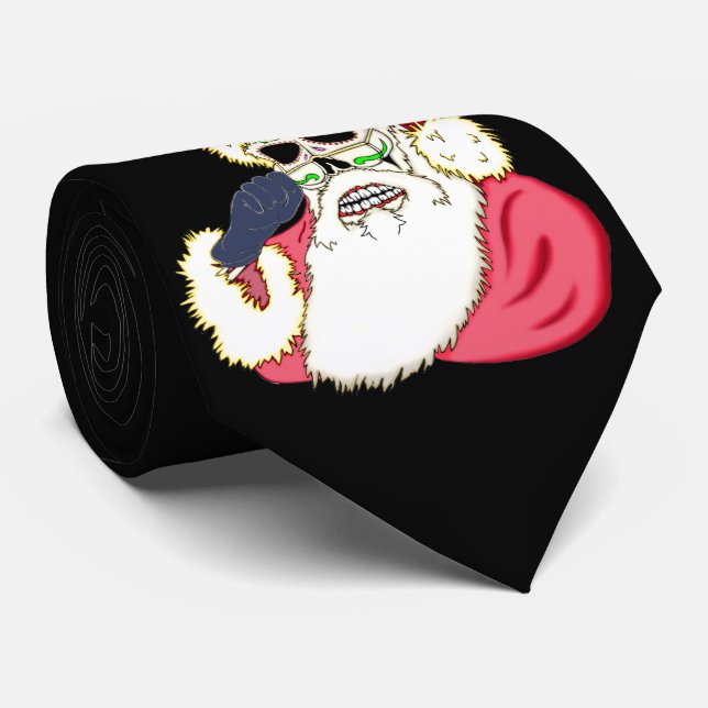 Cravate Mauvais crâne Père Noël (Roulé)