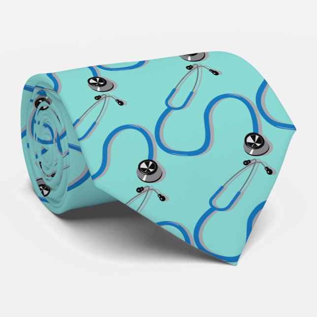 Cravate Médecin de l'Hôpital Novelty Stethoscope Bleu (Roulé)