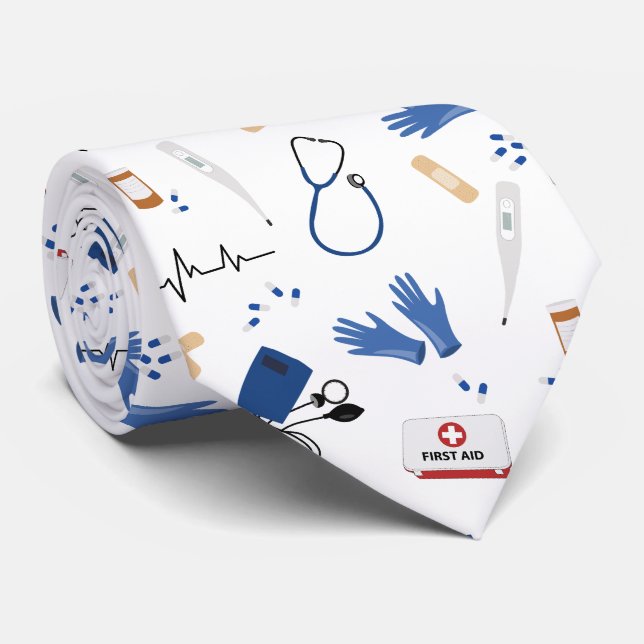 Cravate Médecin Médicale moderne Motif infirmière (Roulé)