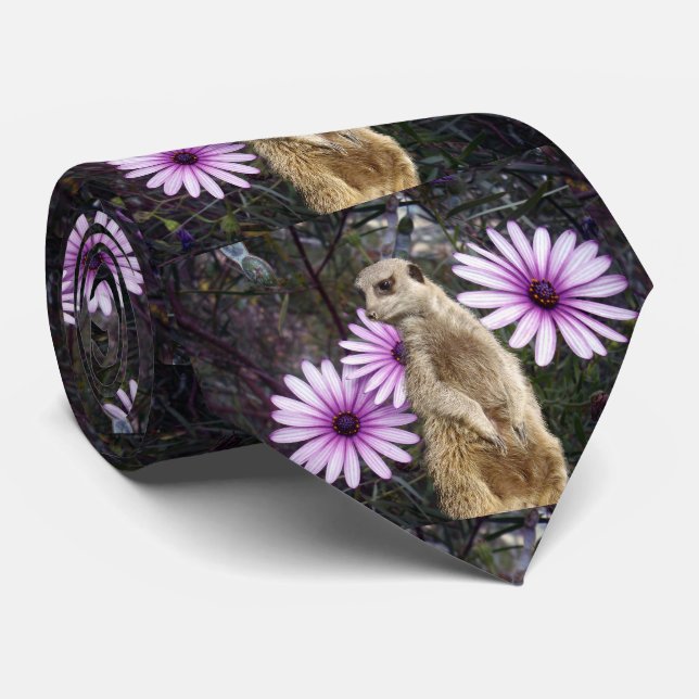 Cravate Meerkat Et Daises, (Roulé)