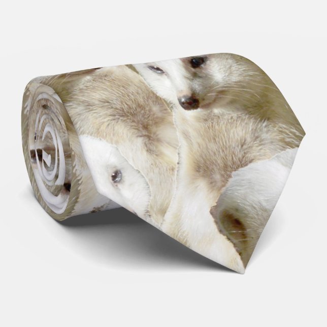 Cravate Meerkats blancs, (Roulé)
