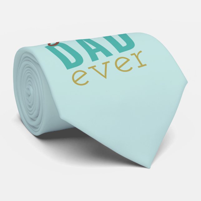 Cravate Meilleur papa jamais Typographie Design Light Blue (Roulé)