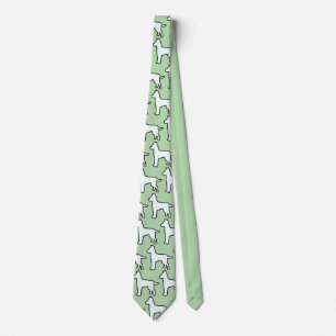 Cravate Menthe verte chien blanc