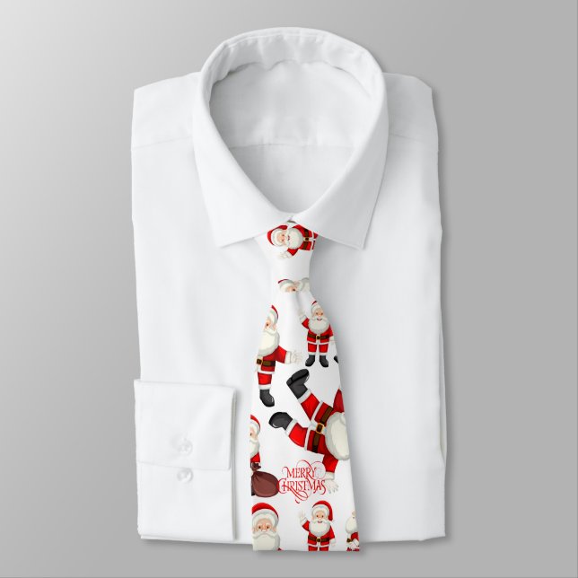 Cravate "Merry Christmas" Funny Santa Art Pattern Tie (Attaché)