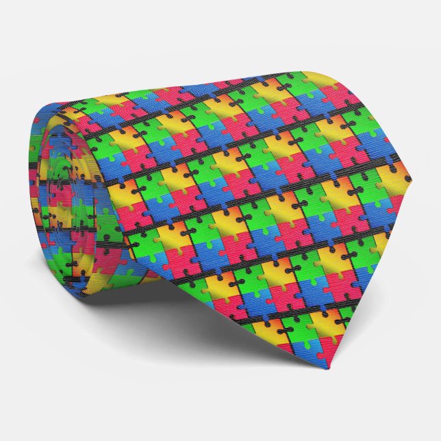Cravate Micro Puzzle – Mosaïque numérique (Roulé)