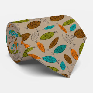 Cravate Mid-Century Modern Fish Tie Light Brown