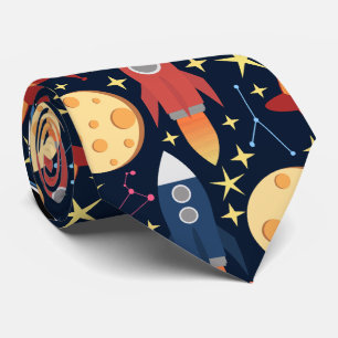 Cravate mignonne de motif de l'espace de fusées