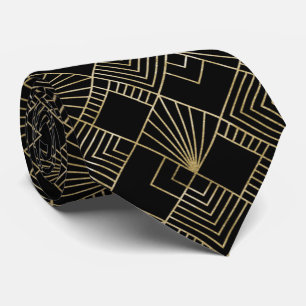 Cravate mignonne de motif de noir d'or d'art déco
