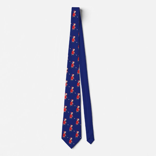 Cravate Mignonne Santa Claus Jouer Golf Royal Blue Holiday (Devant)