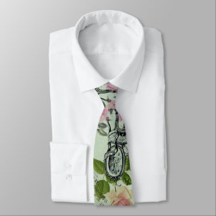 Cravate minder vintage french rose butterfly paris