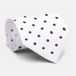 Cravate Mini Polka Motif pourpre en blanc