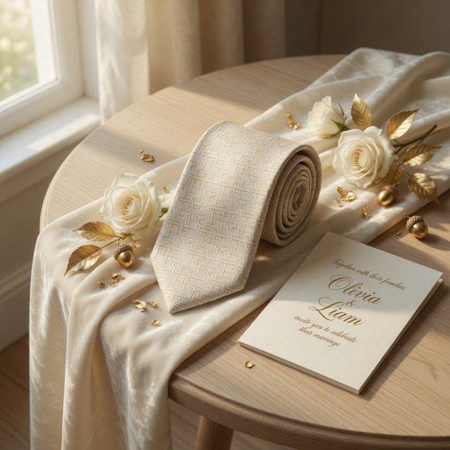 Cravate Minimalist Ivory Woven Texture Geometric Linen (Créateur téléchargé)