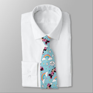 Cravate Minnie Mouse   Motif J'adore les Arcs-en-ciel
