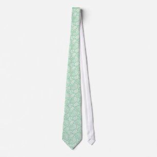 Cravate Mint Vert & Blanc Retro Ornate Paisley Motif