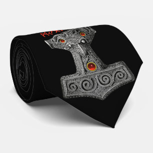 Cravate MJOLNIR Hammer de Thor, Viking Mythologie Noir
