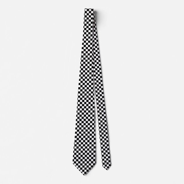 Cravate Mod Checkered noir emballant le motif (Devant)