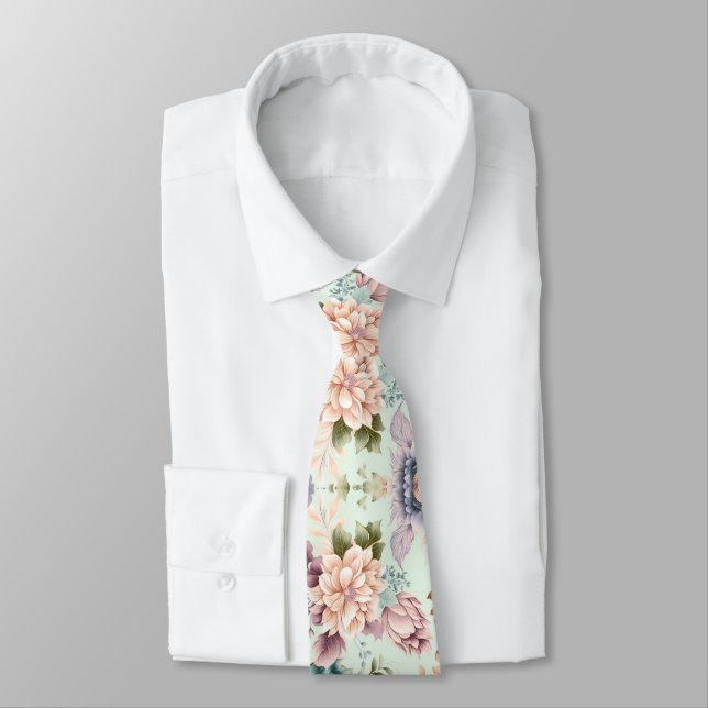 CRAVATE MODE SAGE FLORAL BOTANIQUE 2 MENUS (Attaché)
