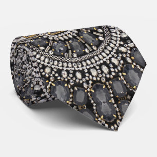 Cravate mode vintage steampunk gothique argent noir