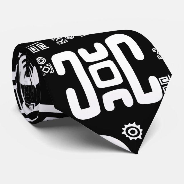 Cravate Modèle africain ethnique #3 noir et blanc (Roulé)