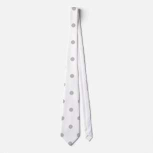 Cravate Modèle de point gris-clair et blanc de polka