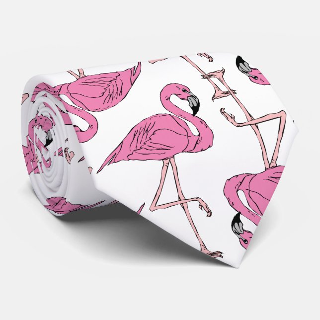 Cravate Modèle flamant rose tendance (Roulé)