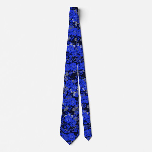 Cravate Modèle floral 15.blue.bx4 Black BG (Devant)