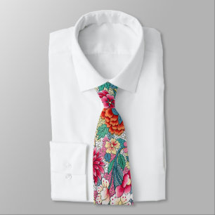 Cravate Modèle floral chinois coloré