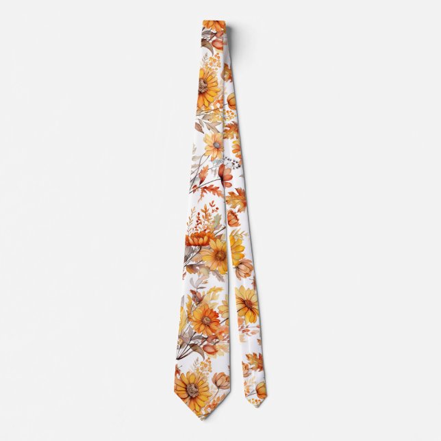 Cravate Modèle floral d'automne B01 (Devant)