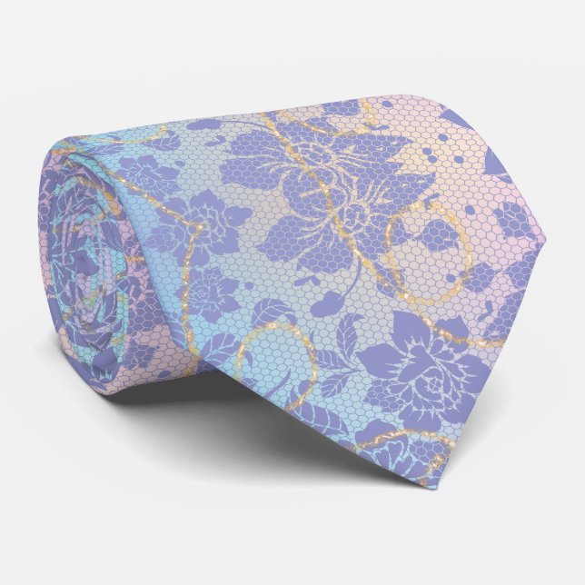 CRAVATE MODÈLE FLORAL DE COULEUR LILA (Roulé)