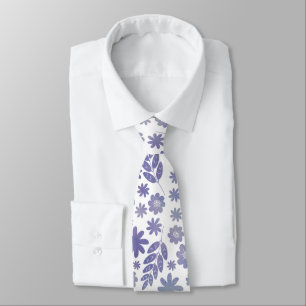 Cravate Modèle floral gris et lavande
