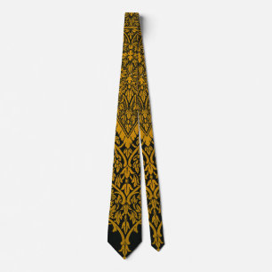 Cravate Modèle floral indien vintage noir et or