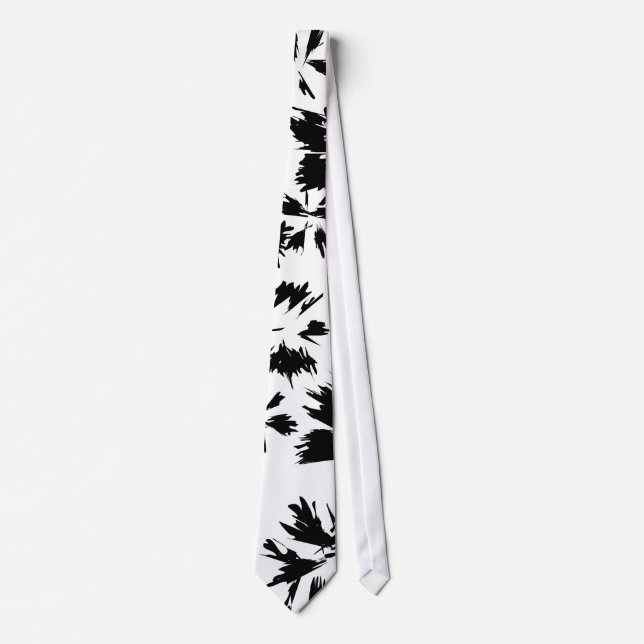 Cravate Modèle floral noir et blanc élégant (Devant)