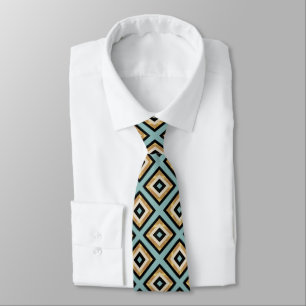 Cravate Modern Black Gold Brushstrokes Mint Geometric