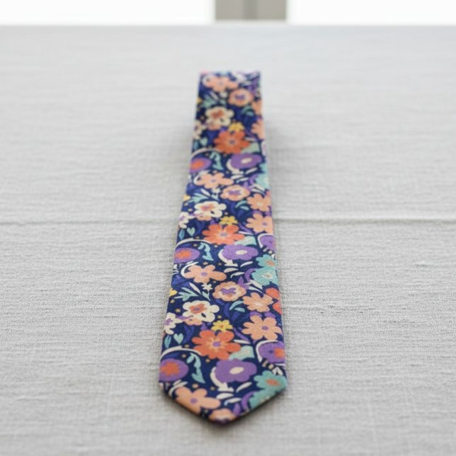 Cravate Modern Wildflower – Bold Funky Floral  (Blue floral necktie)