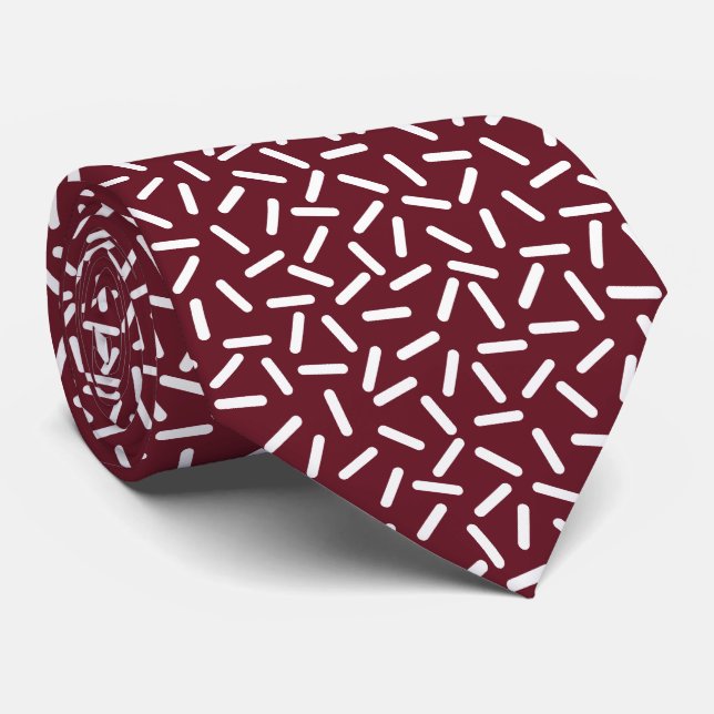 Cravate Moderne blanc & rouge  (Roulé)