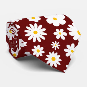 Cravate Moderne Flat Graphic Daisy Bourgogne