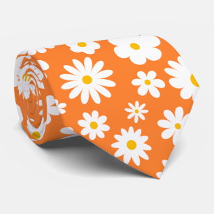 Cravate Moderne Flat Graphic Daisy Orange