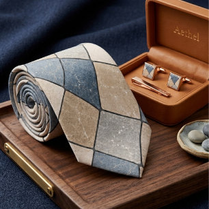 Cravate Moderne mosaïque en marbre bleu ardoise et grès