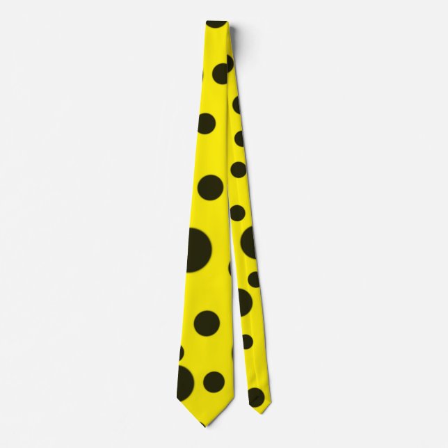 Cravate Moderne Simple Noir pois motif jaune point (Devant)