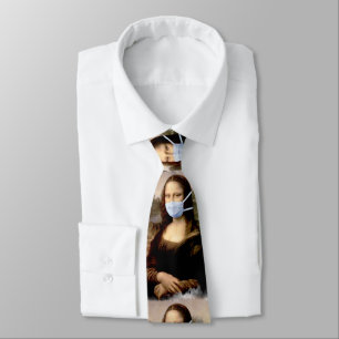 Cravate Mona Lisa avec Masque Da Vinci Sillonnant Les Arts